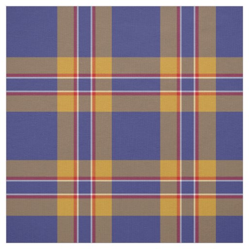 Clan McCann Tartan Blue and Gold Plaid Fabric