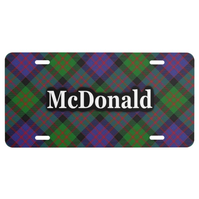 Clan McDonald MacDonald Tartan Celebration License Plate (Front)