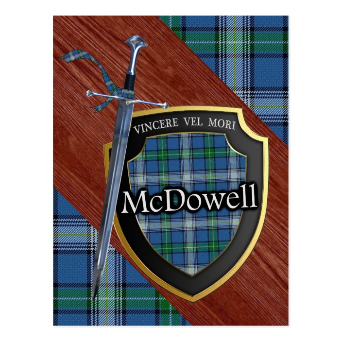 Clan McDowell Tartan Sword & Shield Postcard | Zazzle.com