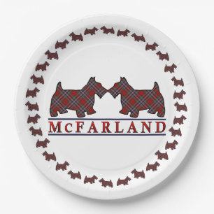 Clan McFarland MacFarlane Tartan Scottie Dogs Paper Plates
