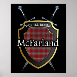 Clan McFarland Tartan Scottish Shield & Swords Poster