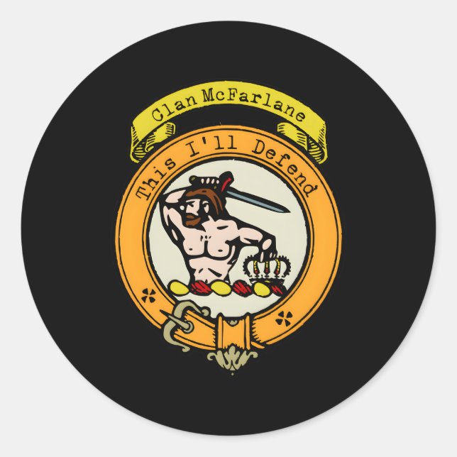 Clan Mcfarlane Scottish Surname Badge Crest Classic Round Sticker (Front)