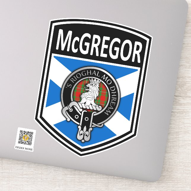 Clan McGregor Crest & Tartan Saltire Sticker (Detail)