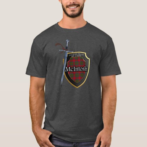 Clan McIntosh Tartan Scottish Shield  Sword T_Shirt