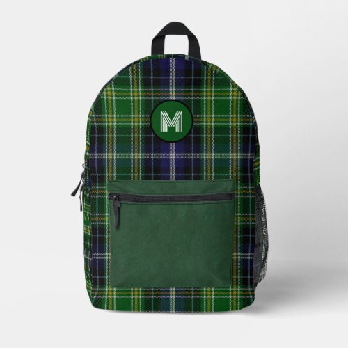 Clan McKellar Plaid Monogrammed  Printed Backpack