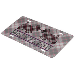 Clan McPherson Tartan Scottie Dogs License Plate