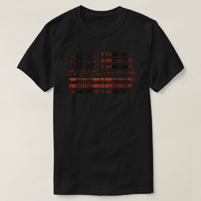 Clan Menzies of Culdares Scottish tartan US flag k T-Shirt (Design Front)