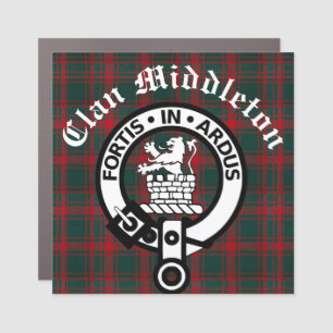 Clan Middleton Crest Badge and Tartan Car Magnet
