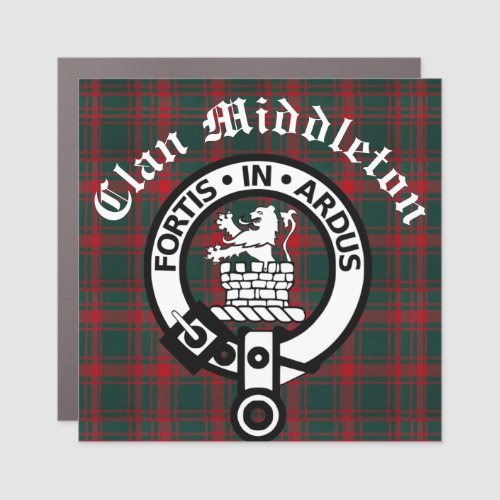 Clan Middleton Crest Badge and Tartan  Car Magnet