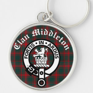 Clan Middleton Crest Badge and Tartan Keychain