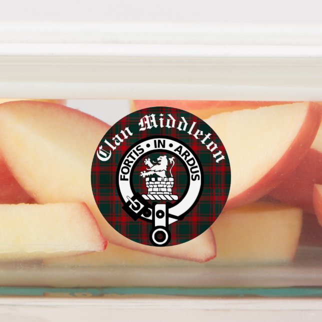 Clan Middleton Crest Badge and Tartan  Labels (Affixed)