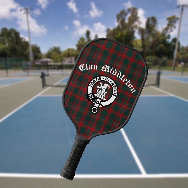 Clan Middleton Crest Badge and Tartan  Pickleball Paddle (Creator Uploaded)
