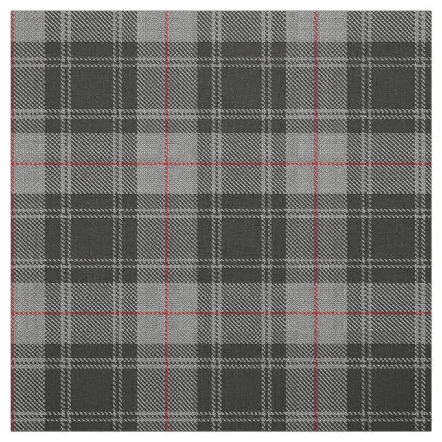 Clan Moffat Gray Black Red Scottish Tartan Plaid Fabric (Swatch)