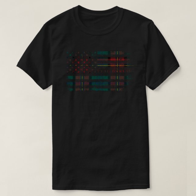 Clan Moffat Scottish tartan US flag kilt Scotland  T-Shirt (Design Front)