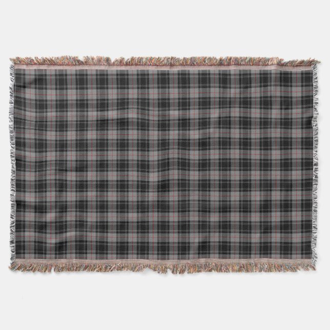 Clan Moffat Tartan Black and Gray Plaid Throw Blanket (Front)