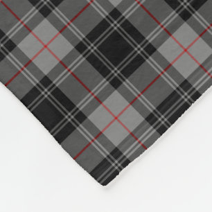 Clan Moffat Tartan Gray and Black Plaid Fleece Blanket