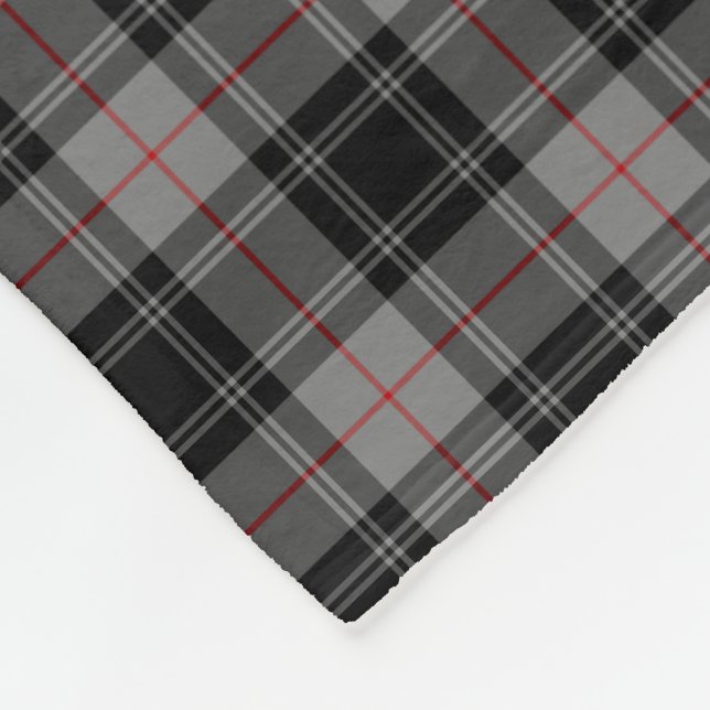 Clan Moffat Tartan Gray and Black Plaid Fleece Blanket (Corner)