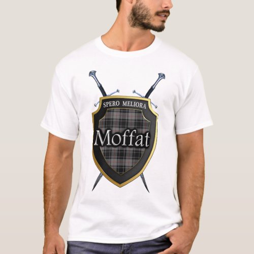 Clan Moffat Tartan Plaid Shield  Swords T_Shirt