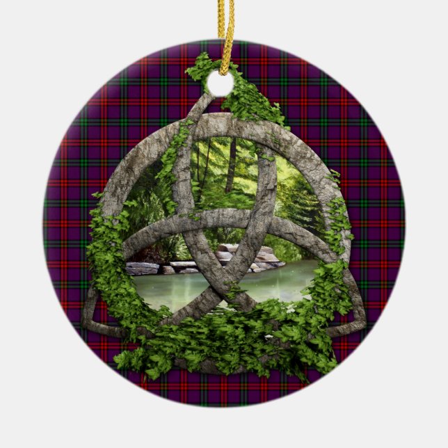 Clan Montgomery Tartan Celtic Trinity Ceramic Ornament (Front)