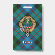 Clan Morrison Crest over Hunting Tartan Badge