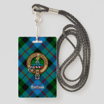 Clan Morrison Crest over Hunting Tartan Badge
