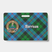 Clan Morrison Crest over Hunting Tartan Badge
