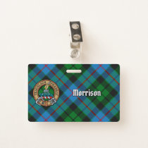 Clan Morrison Crest over Hunting Tartan Badge