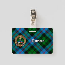 Clan Morrison Crest over Hunting Tartan Badge