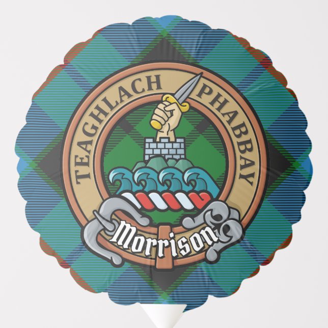 Clan Morrison Crest over Hunting Tartan Balloon (Front)