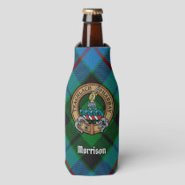 Clan Morrison Crest over Hunting Tartan Bottle Cooler