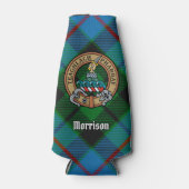 Clan Morrison Crest over Hunting Tartan Bottle Cooler (Front)