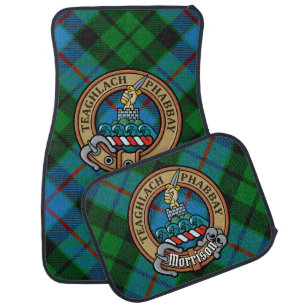 Clan Morrison Crest over Hunting Tartan Car Floor Mat