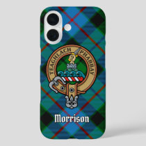 Clan Morrison Crest over Hunting Tartan iPhone 16 Case