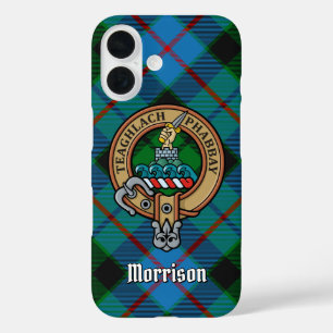 Clan Morrison Crest over Hunting Tartan iPhone 16 Case