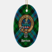 Clan Morrison Crest over Hunting Tartan Ceramic Ornament (Right)