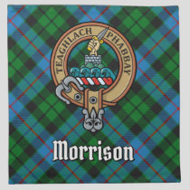 Clan Morrison Crest over Hunting Tartan Cloth Napkin