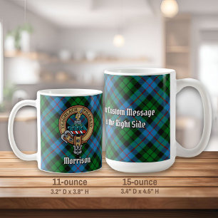 Clan Morrison Crest over Hunting Tartan Coffee Mug