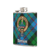 Clan Morrison Crest over Hunting Tartan Flask (Left)