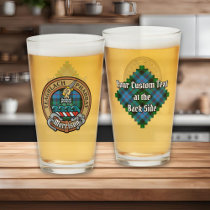 Clan Morrison Crest over Hunting Tartan Glass