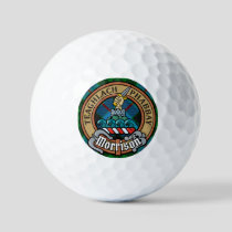 Clan Morrison Crest over Hunting Tartan Golf Balls