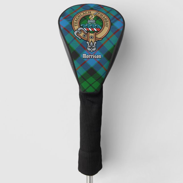 Clan Morrison Crest over Hunting Tartan Golf Head Cover (Front)