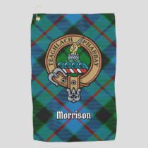 Clan Morrison Crest over Hunting Tartan Golf Towel