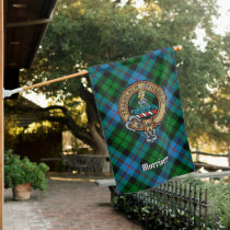 Clan Morrison Crest over Hunting Tartan House Flag