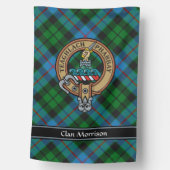 Clan Morrison Crest over Hunting Tartan House Flag (Front)