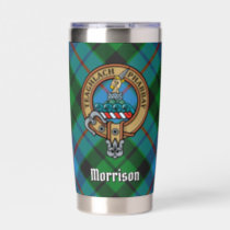 Clan Morrison Crest over Hunting Tartan Insulated Tumbler