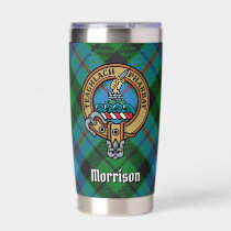 Clan Morrison Crest over Hunting Tartan Insulated Tumbler