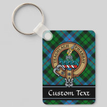 Clan Morrison Crest over Hunting Tartan Keychain