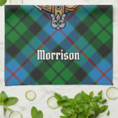 Clan Morrison Crest over Hunting Tartan Kitchen Towel (Folded)