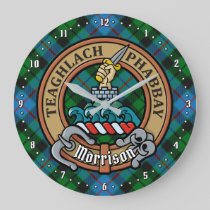 Clan Morrison Crest over Hunting Tartan Large Clock