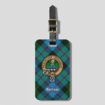 Clan Morrison Crest over Hunting Tartan Luggage Tag